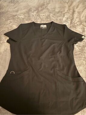 Grey V-Neck Medical Scrub Top with Pockets size small